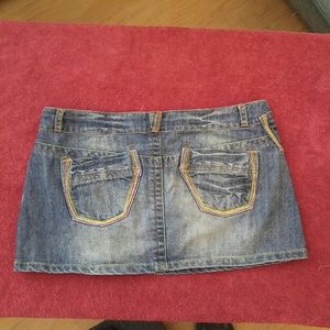 Embroidered Micro Mini Jean Skirt Sz M